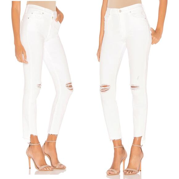Mother Stunner Zip Ankle Step Fray Jean White Size 27 Distressed Minimalist - Picture 1 of 10